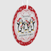 Niedliche Pinguine Familie von 5 Weihnachtsschmuck Ornament (Vorderseite)