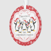 Niedliche Pinguine Familie von 5 Weihnachtsschmuck Ornament (Vorderseite)