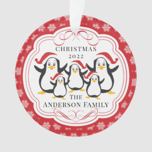 Niedliche Pinguine Familie von 5 Weihnachtsschmuck Ornament