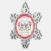 Niedliche Pinguine Familie von 5 Weihnachtsschmuck Schneeflocken Zinn-Ornament (Rechts)