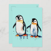 Niedliche Pinguine Feiertagspostkarte (Vorne/Hinten)