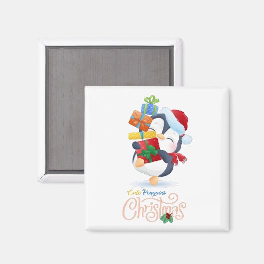 Niedliche Pinguine fröhliche Weihnachtskollektion  Magnet (Vorderseite/Rückseite)