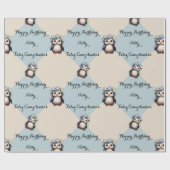 Niedliche Pinguine für Girl Bilingual Happy Birthd Geschenkpapier (Flach)