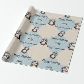 Niedliche Pinguine für Girl Bilingual Happy Birthd Geschenkpapier (Ungerollt)