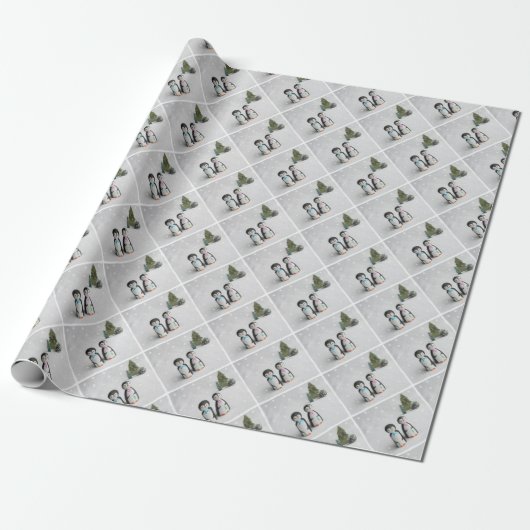 Niedliche Pinguine Geschenkpapier (Ungerollt)