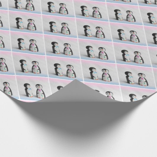 Niedliche Pinguine Geschenkpapier (Ecke)