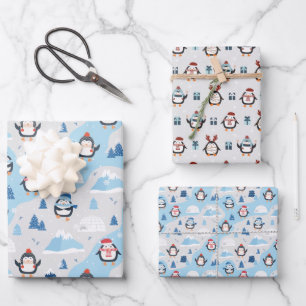 Niedliche Pinguine Geschenkpapier Set