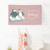 Niedliche Pinguine Girl Winter Baby Dusche Banner (Insitu)