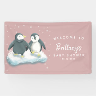 Niedliche Pinguine Girl Winter Baby Dusche Banner