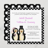 Niedliche Pinguine Hochzeitseinladung Einladung (Vorne/Hinten)