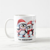 Niedliche Pinguine Ice Skaten Weihnachten Kaffeetasse (Links)