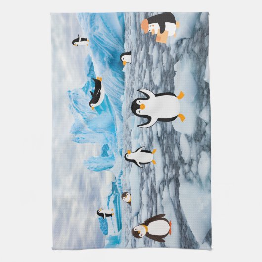 niedliche Pinguine im Antarktis Geschirrtuch (Vertikal)