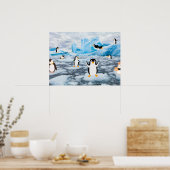 niedliche Pinguine im Antarktis Poster (Küche)