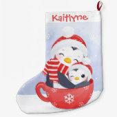 Niedliche Pinguine im Cup Großer Weihnachtsstrumpf (Rückseite)