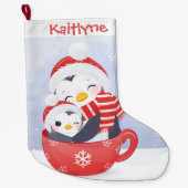 Niedliche Pinguine im Cup Großer Weihnachtsstrumpf (Vorderseite)