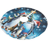 Niedliche Pinguine im fröhlichen Stil des Cartoon, Polyester Weihnachtsbaumdecke (Schrägansicht)