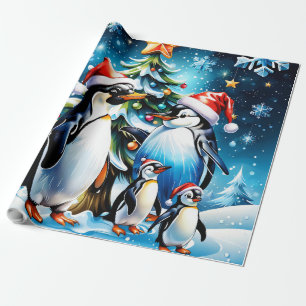 Niedliche Pinguine im fröhlichen Stil eines Cartoo Geschenkpapier