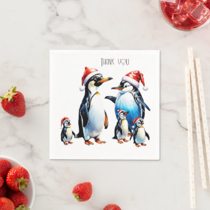 Niedliche Pinguine im fröhlichen Stil eines Cartoo Serviette