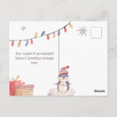 Niedliche Pinguine im Schnee - Happy Holidays Postkarte (Rückseite)