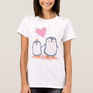 niedliche Pinguine im T - Shirt der Liebe