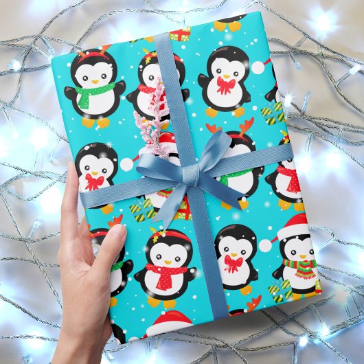 Niedliche Pinguine im Winter-Winterwunder Geschenkpapier