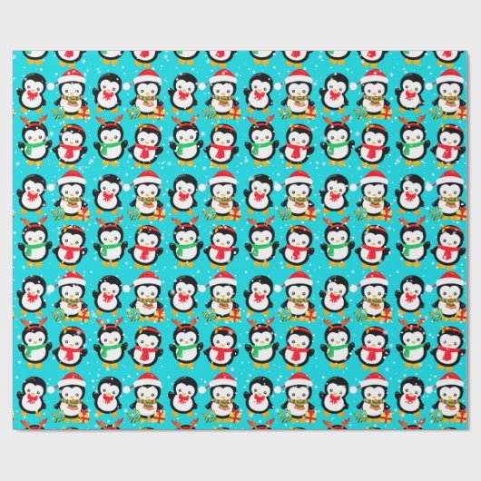 Niedliche Pinguine im Winter-Winterwunder Geschenkpapier (Flach)