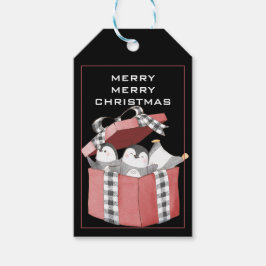 Niedliche Pinguine in der Weihnachtszeit-Geschenkb Geschenkanhänger
