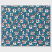 Niedliche Pinguine in Red Hats Blue Christmas Geschenkpapier (Flach)