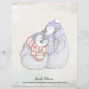 Niedliche Pinguine in Winterskarven und Hasen Briefkopf