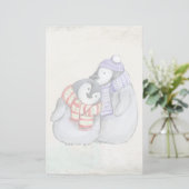 Niedliche Pinguine in Winterskarven und Hasen Briefpapier (Stehend Vorderseite)