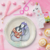 Niedliche Pinguine in Winterskarven und Hasen Pappteller (Party)