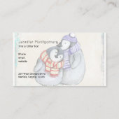 Niedliche Pinguine in Winterskarven und Hasen Visitenkarte (Rückseite)