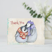 Niedliche Pinguine in Winterskarven und Hats Viele Dankeskarte (Stehend Vorderseite)