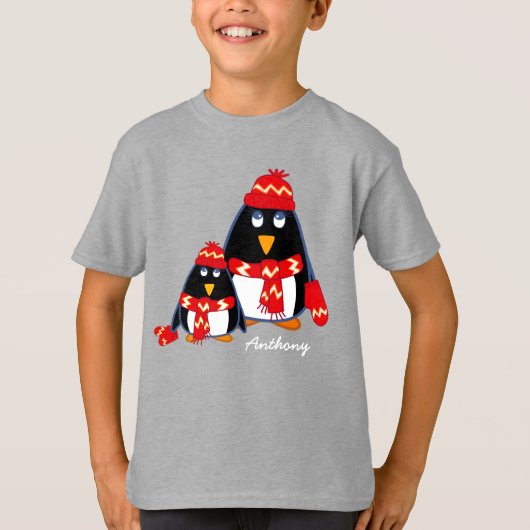 Niedliche Pinguine | INDIVIDUELLE NAME T-Shirt (Vorderseite)