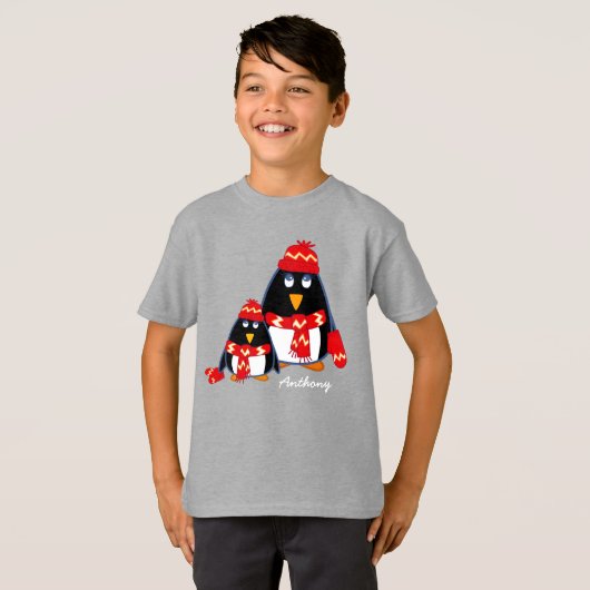 Niedliche Pinguine | INDIVIDUELLE NAME T-Shirt (Vorne ganz)