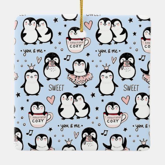 Niedliche Pinguine Keramikornament (Rückseite)