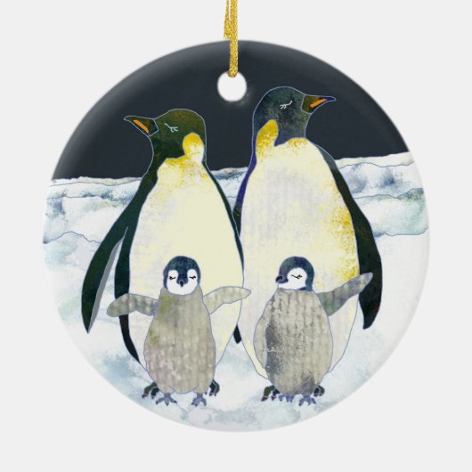 Niedliche Pinguine Keramikornament (Hinten)