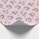 Niedliche Pinguine mit Bäumen, Schnee und Geschenk Geschenkpapier (Ecke)