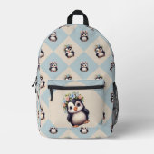 Niedliche Pinguine mit Blume verziert Bedruckter Rucksack (Vorderseite)
