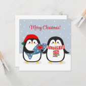 Niedliche Pinguine mit Geschenk Karte (Vorderseite/Rückseite Beispiel)