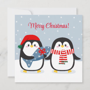 Niedliche Pinguine mit Geschenk Karte