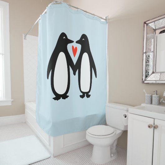 Niedliche Pinguine mit Herz Duschvorhang (Beispiel)
