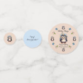 Niedliche Pinguine mit Name und zweisprachiger Tex Konfetti (Vorderseiten)