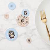 Niedliche Pinguine mit Name und zweisprachiger Tex Konfetti (Gruppe)