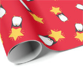 Niedliche Pinguine mit Stern - Geschenkpapier (Rolleneckpunkt)