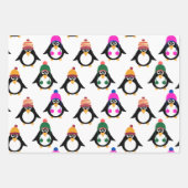 Niedliche Pinguine mit Winterhüten Geschenkpapier Set (Vorderseite 2)