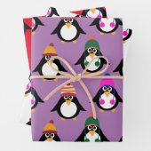 Niedliche Pinguine mit Winterhüten Geschenkpapier Set (Beispiel)
