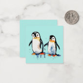Niedliche Pinguine Mitteilungskarte (Vorderseite/Rückseite Beispiel)