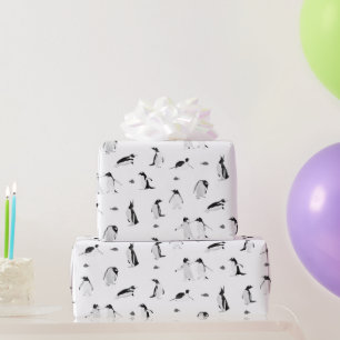 Niedliche Pinguine Monochrome Muster Geschenkpapier