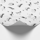 Niedliche Pinguine Monochrome Muster Geschenkpapier (Ecke)